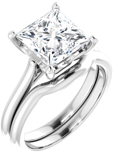 14K White 8 mm Square Solitaire Engagement Ring Mounting (6)