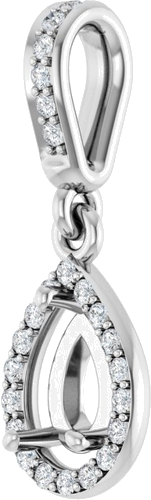 Pakabukas „Halo-Style“ 14k white gold Pear 6mm x 4mm (2)