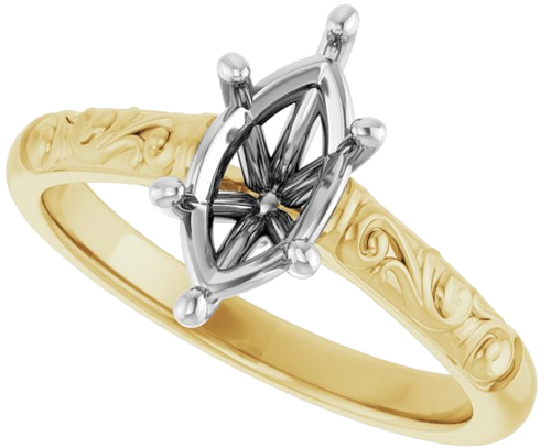 Sužadėtuvių Žiedas „Solitaire“ 14k yellow/white gold Marquise 10mm x 5mm (5)