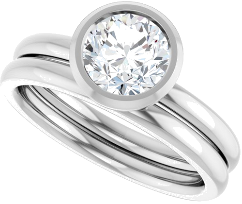 Sužadėtuvių Žiedas „Bezel-Set Solitaire“ 14k white gold Round 6.4mm (10)