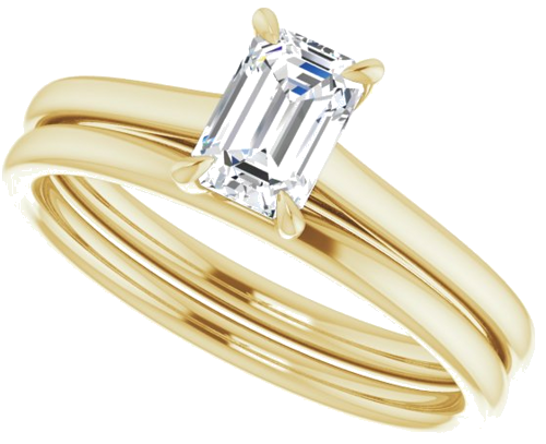 14K Yellow  6x4 mm Emerald Solitaire Engagement Ring Mounting (10)