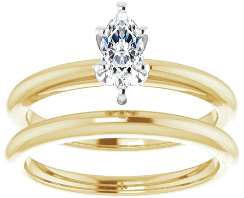 Sužadėtuvių Žiedas „Solitaire“ 585 Baltojo Ir Geltonojo Aukso Marquise 7mm x 3.5mm (8)