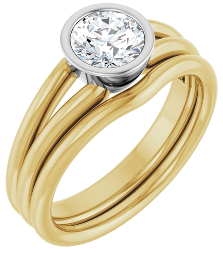 Sužadėtuvių Žiedas „Bezel-Set Solitaire“ 18k yellow/white gold Round 6mm (6)