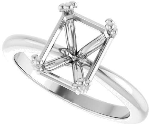 Sužadėtuvių Žiedas „Solitaire“ 14k white gold Emerald 9mm x 7mm (5)