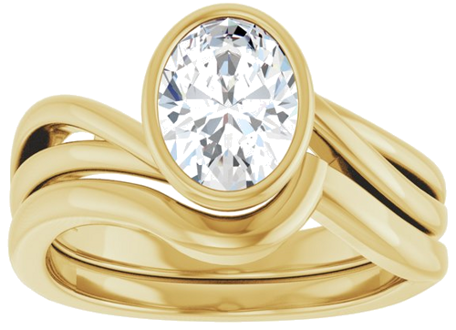 Sužadėtuvių Žiedas „Bezel-Set“ 14k yellow gold Oval 8mm x 6mm (8)