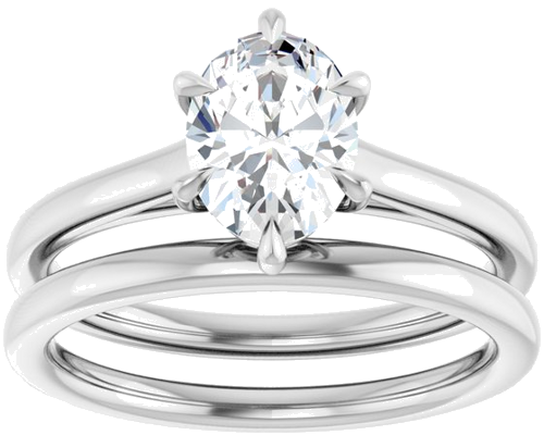 Sužadėtuvių Žiedas „Claw-Pong“ 14k white gold Oval 8mm x 6mm (8)