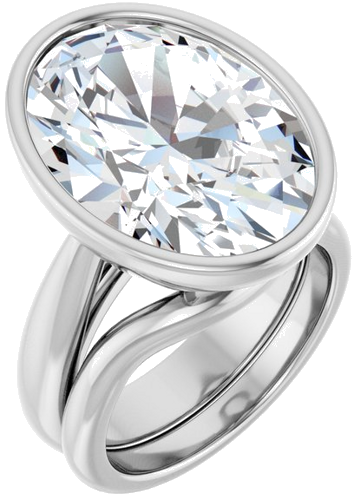 Sužadėtuvių Žiedas „Bezel-Set Solitaire“ 10k white gold Oval 18mm x 13mm (6)