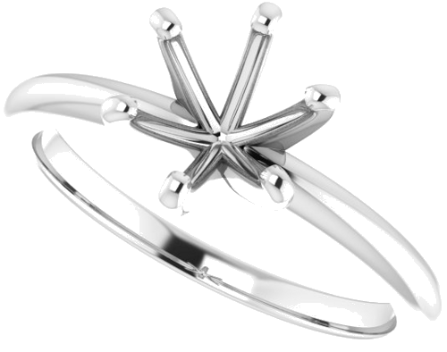 14K White  7 mm Round Solitaire Engagement Ring Mounting (5)
