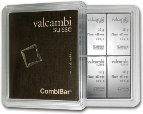 10 x 10 г Серебряные слитки CombiBar™ Valcambi (1)