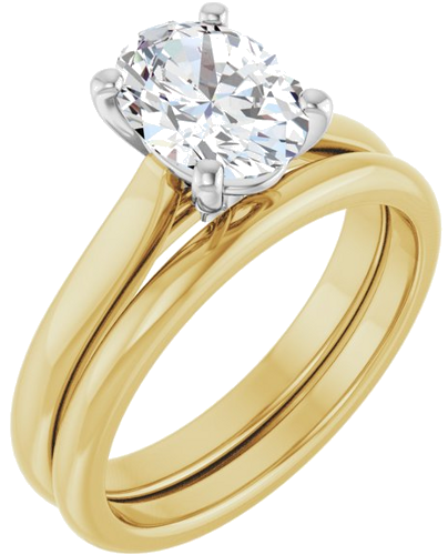 Sužadėtuvių Žiedas 14k yellow/white gold Oval 8.5mm x 6.5mm (6)