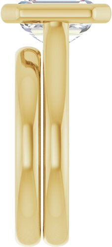 Sužadėtuvių Žiedas „Bezel-Set Solitaire“ 585 Geltonojo Aukso Emerald 9mm x 7mm (9)