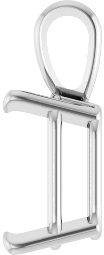 14K White 9.5x7 mm Emerald 4-Prong Pendant Mounting (3)