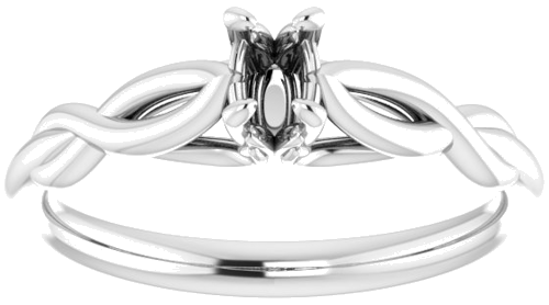 Sužadėtuvių Žiedas „Solitaire Sculptural“ 10k white gold Oval 5mm x 3mm (3)