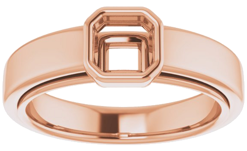 Sužadėtuvių Žiedas „Bezel-Set Solitaire“ 585 Rožinis Aukso Asscher 5mm (3)