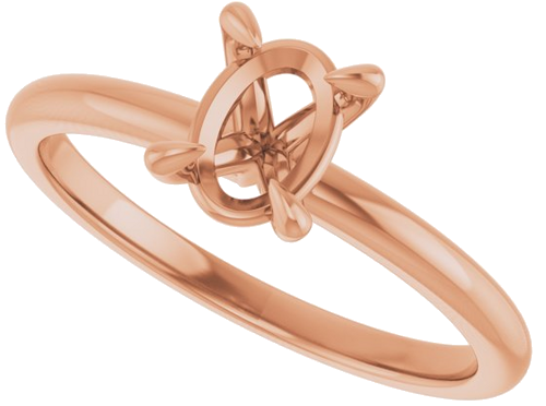 14K Rose  7x5 mm Oval Solitaire Engagement Ring Mounting (5)