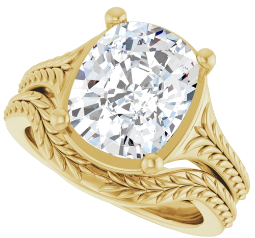 Sužadėtuvių Žiedas „Solitaire“ 14k yellow gold Elongated Cushion 11mm x 9mm (10)