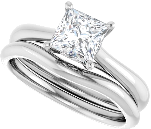 14K White  5.5 mm Square Solitaire Engagement Ring Mounting (10)