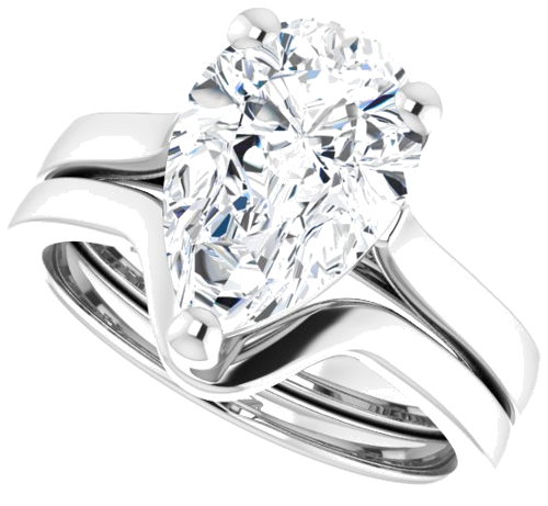Sužadėtuvių Žiedas 14k white gold Pear 12mm x 8mm (10)