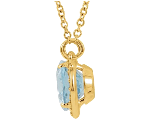 14K Yellow Natural Blue Zircon   .04 CTW Natural Diamond 16 1 2  Necklace (2)