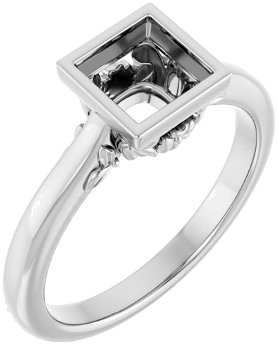 Sužadėtuvių Žiedas „Bezel-Set“ 14k white gold Square 5.5mm (1)
