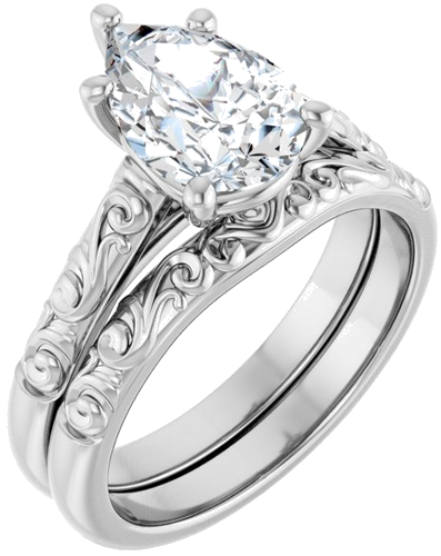 Sužadėtuvių Žiedas „Solitaire“ 14k white gold Pear 10mm x 7mm (6)