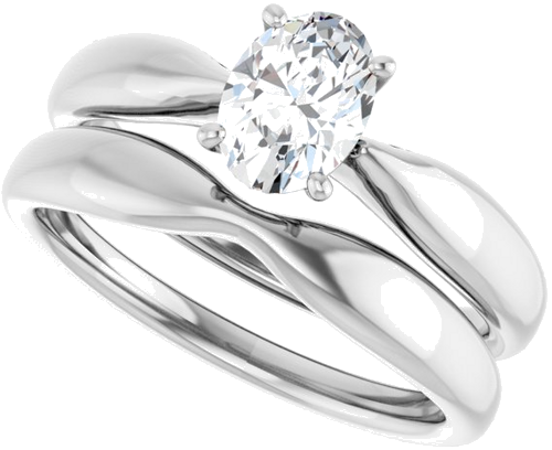 14K White  7x5 mm Oval Solitaire Engagement Ring Mounting (10)