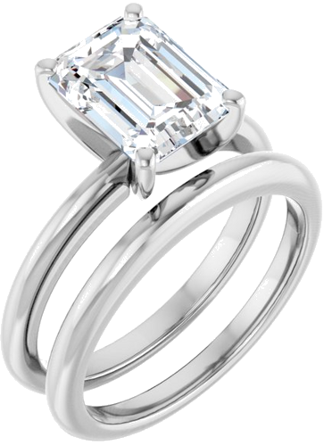 14K White  9x7 mm Emerald Solitaire Engagement Ring Mounting (6)