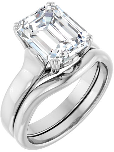Sužadėtuvių Žiedas „Solitaire“ 14k white gold Emerald 10mm x 8mm (6)