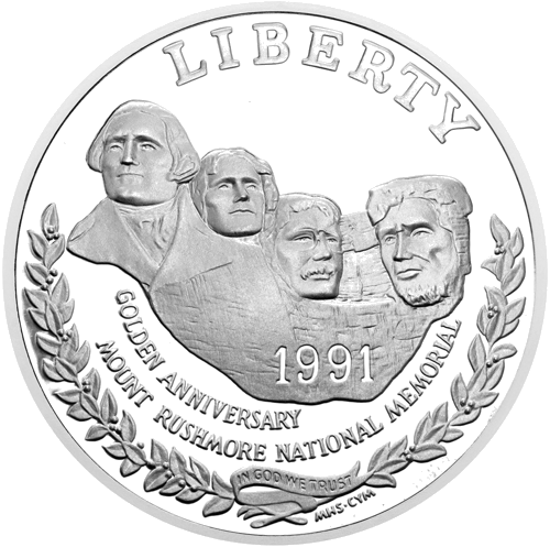 1991 Mount Rushmore USA 1 Dollar Silver Coin (1)