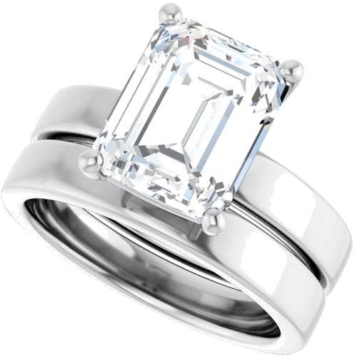 Sužadėtuvių Žiedas „Solitaire“ 10k white gold Emerald 10mm x 8mm (10)