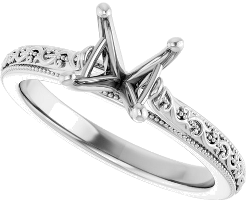 Sužadėtuvių Žiedas „Solitaire Sculptural“ 14k white gold Square 5.5mm (5)
