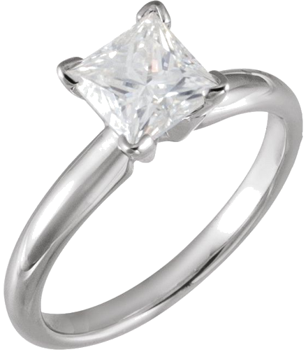 14K White 5 mm Square Solitaire Ring Mounting (4)