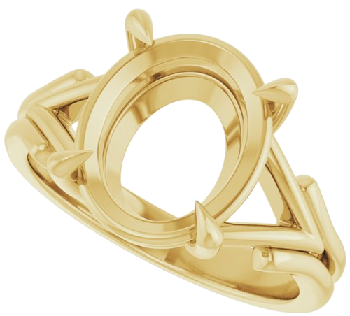 18K Yellow 12x10 mm Oval Solitaire Engagement Ring Mounting (5)