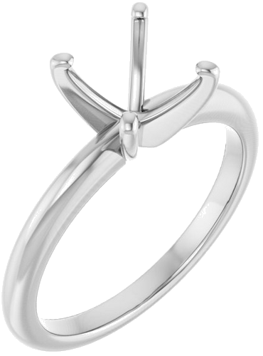 14K White  7x7 mm Cushion Solitaire Engagement Ring Mounting (1)