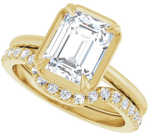 Sužadėtuvių Žiedas „Claw-Prong Solitaire Bezel-Style“ 14k yellow gold Emerald 8.5mm x 6.5mm (10)
