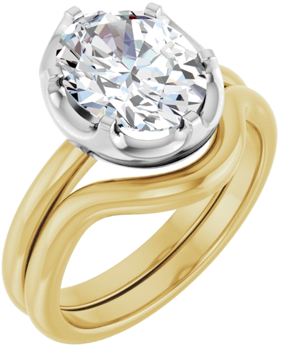 Sužadėtuvių Žiedas „Solitaire“ 14k yellow/white gold Oval 10mm x 8mm (6)