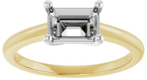 14K Yellow White 7x5 mm Emerald Solitaire Engagement Ring Mounting (3)