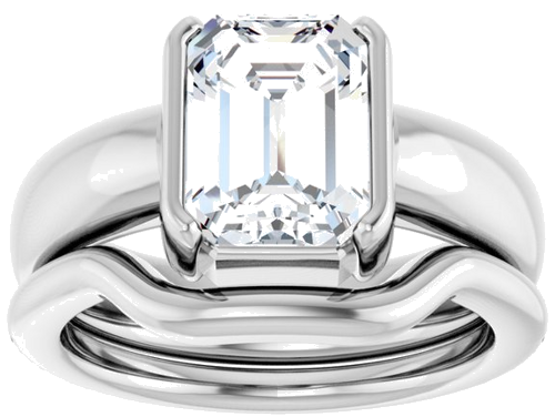 14K White 9 x 7 mm Emerald Half Bezel Solitaire Engagement Ring Mounting (8)