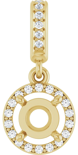 Pakabukas „Halo-Style“ 14k yellow gold Round 5.8mm (1)
