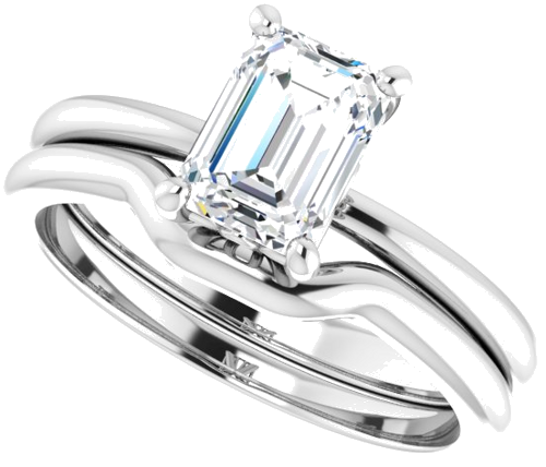 Sužadėtuvių Žiedas „Solitaire“ 585 Baltojo Aukso Emerald 7mm x 5mm (10)