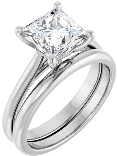 Sužadėtuvių Žiedas „Solitaire“ 585 Baltojo Aukso Square 7mm (6)