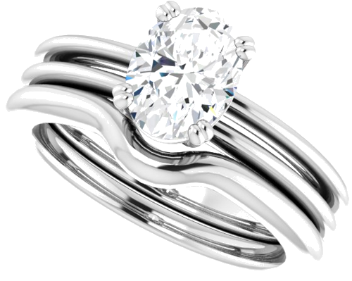 Sužadėtuvių Žiedas „Solitaire“ 14k white gold Oval 8mm x 6mm (10)