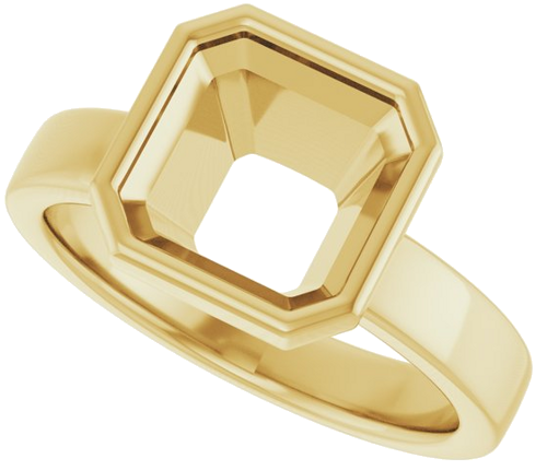Sužadėtuvių Žiedas „Bezel-Set Solitaire“ 14k yellow gold Asscher 8mm (5)
