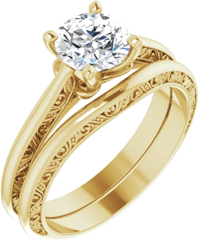 Sužadėtuvių Žiedas „Solitaire Sculptural“ 14k yellow gold Round 6.5mm (6)