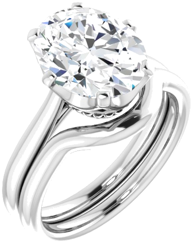 Sužadėtuvių Žiedas „Solitaire“ 14k white gold Oval 11mm x 9mm (6)