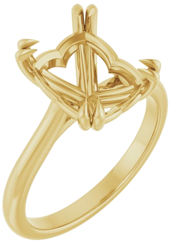 Sužadėtuvių Žiedas „Double Claw-Prong“ 10k yellow gold Emerald 10mm x 8mm (1)