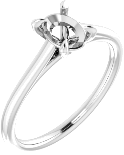 Sužadėtuvių Žiedas „Solitaire“ 585 Baltojo Aukso Oval 7mm x 5mm (1)