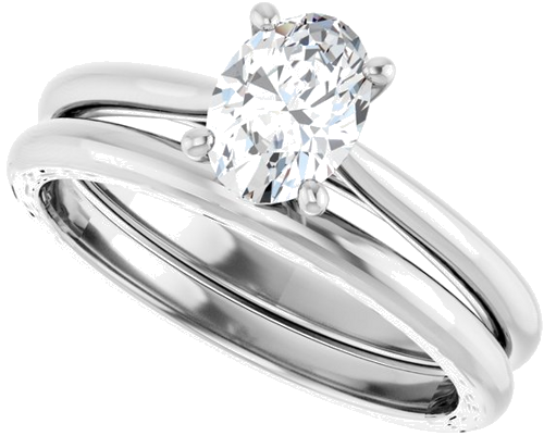 14K White 7x5 mm Oval Solitaire Engagement Ring Mounting (10)