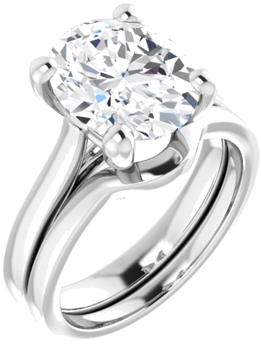 Sužadėtuvių Žiedas „Solitaire“ 585 Baltojo Aukso Oval 11mm x 9mm (6)