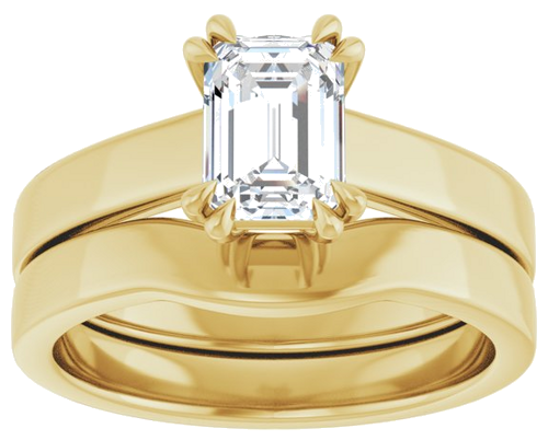 Sužadėtuvių Žiedas „Double Claw-Prong Solitaire“ 14k yellow gold Emerald 7mm x 5mm (8)
